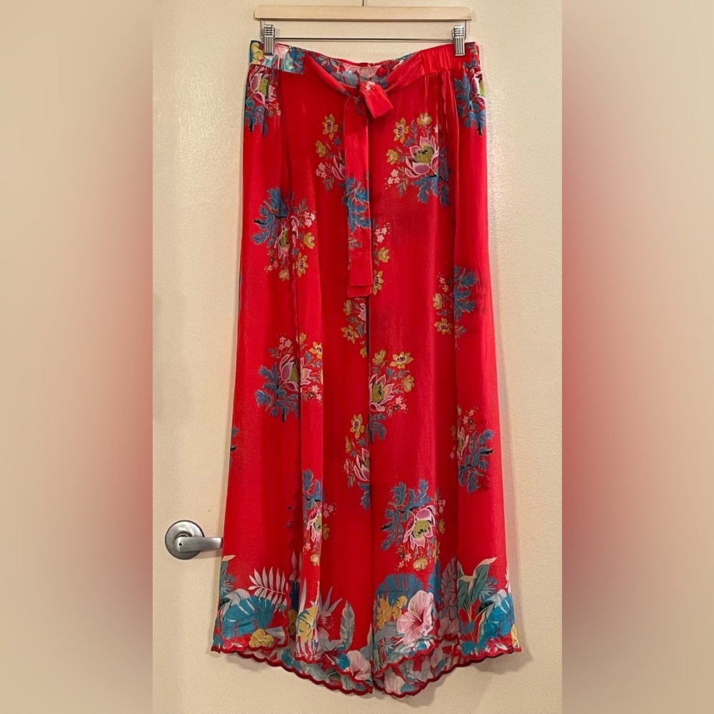 JOHNNY WAS NWOT Tura Wrapped Floral Pant in Red - Picture 1 of 4